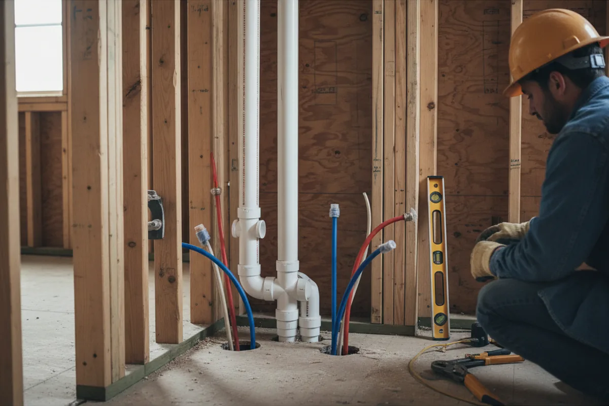 Drain and supply rough-in during Drain Cleaning in Callery