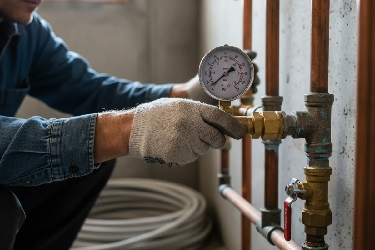Pressure testing a repaired line during Water Line Repair in Callery